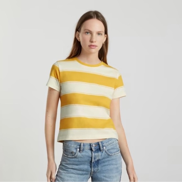 Everlane Yellow and Cream Striped Boxy Tee Organic Cotton Size XXXL - Picture 10 of 10